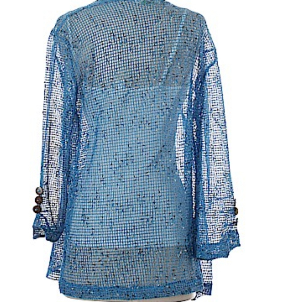 Keren Hart Shrug Wrap Size M Blue Waterfall NWT - Picture 3 of 13